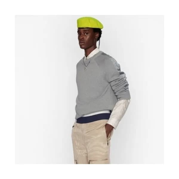 Dior Mm/Wm Retro Logo Crew-neck Sweaters Gray - 디… - 1