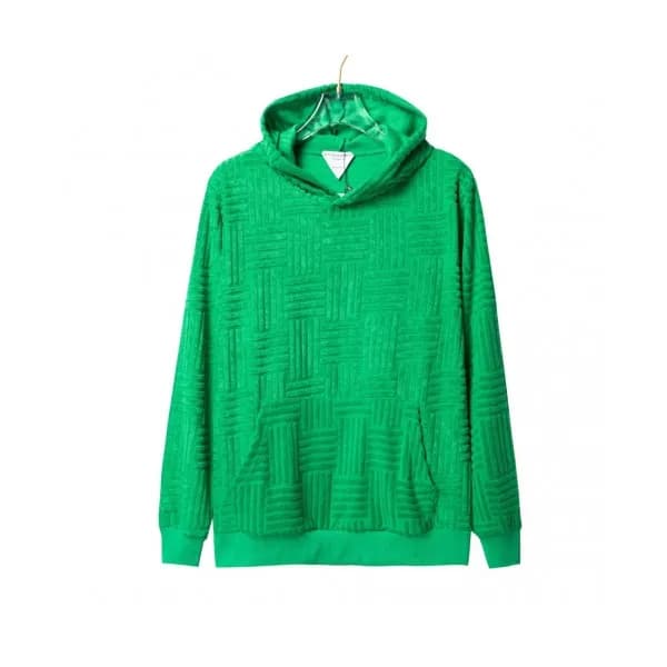 Bottega Veneta Unisex Logo Cotton Hoodie Green - … - 1
