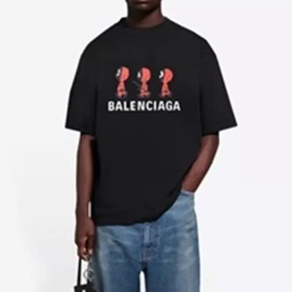 발렌시아가 남성 크루넥 블랙 반팔티 - Mens Black Tshirts - bal0129… - 1