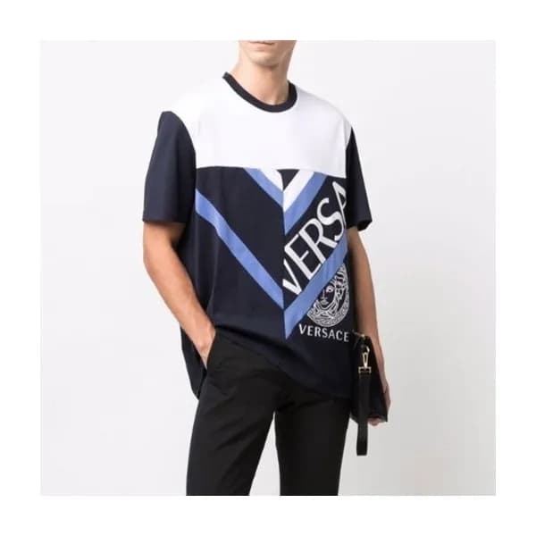 베르사체 남성 크루넥 블랙 반팔티 - Mens Black Tshirts - ver0882x - 1