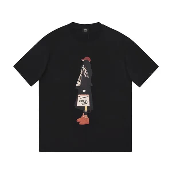 펜디 남성 크루넥 블랙 반팔티 - Mens Black Tshirts - fen01173x - 1