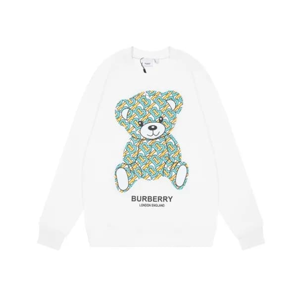버버리 남/녀 크루넥 화이트 맨투맨 - Unisex White Tshirts - bur04… - 1