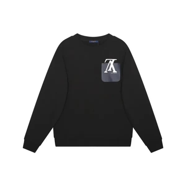 루이비통 남성 모던 블랙 맨투맨 - Louis vuitton Mens Black Tshir… - 1