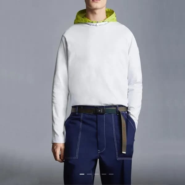 몽클레어 남성 화이트 크루넥 긴팔티 - Moncler Mens White Tshirts -… - 1