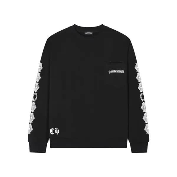 크롬하츠 남성 블랙 맨투맨 - Chrome Hearts Mens Black Tshirts … - 1