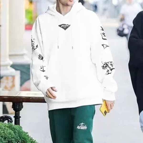 프라다 남성 캐쥬얼 화이트 후드티 - Prada Mens White Hoodie - pra… - 1