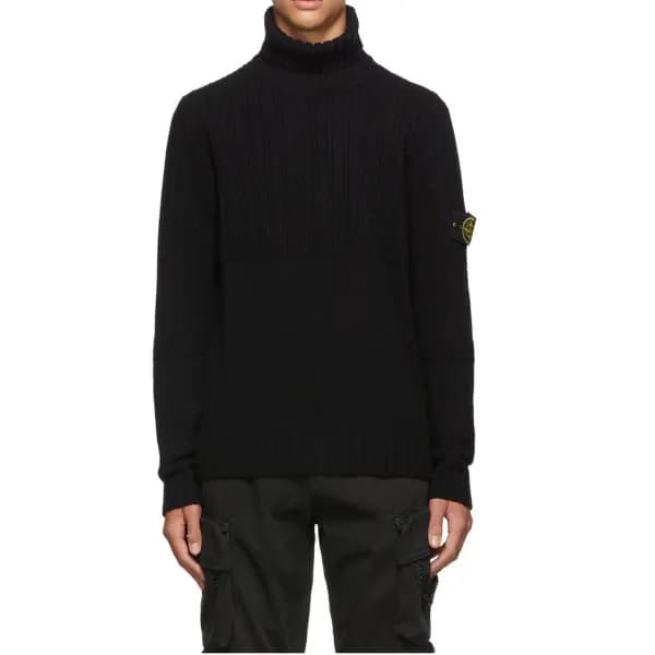 스톤아일랜드 남성 블랙 터틀넥 니트 - Stone Island Mens Black Knit… - 1