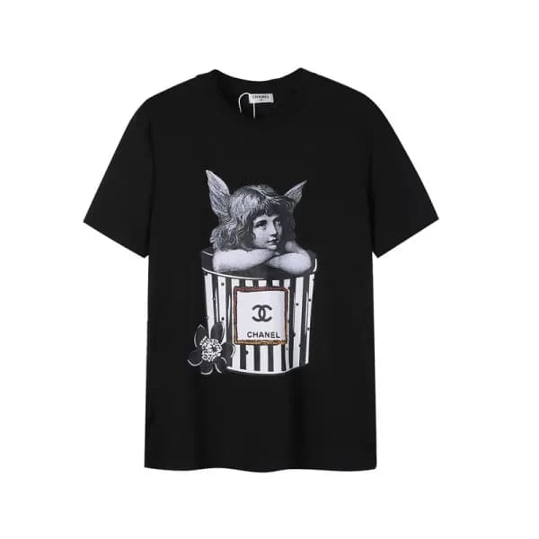 샤넬 남/녀 크루넥 블랙 반팔티 - Chanel Unisex Black Tshirts - … - 1