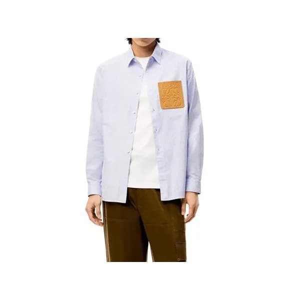 로에베 남성 클래식 블루 셔츠 - Loewe Mens Blue Tshirts - loe70… - 1