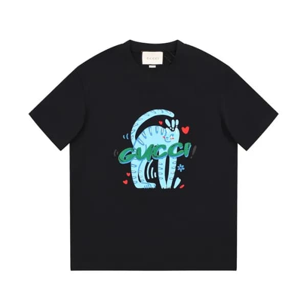 구찌 남/녀 블랙 크루넥 반팔티 - Gucci Unisex Black Short sleev… - 1