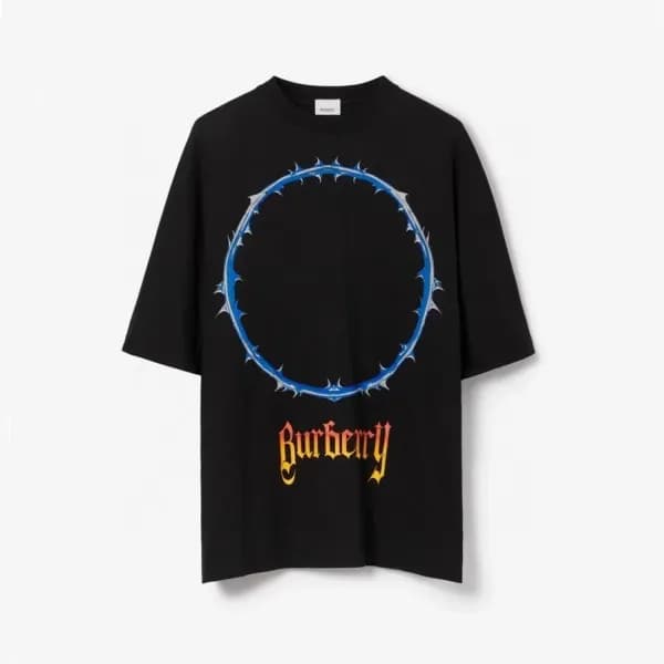 버버리 남성 블랙 크루넥 반팔티 - Burberry Mens Black Short Slee… - 1