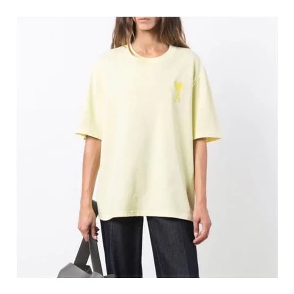 아미 여성 크루넥 옐로우 반팔티 - Ami Womens Yellow Short sleeve… - 1