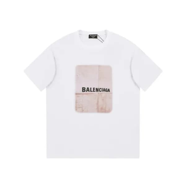 발렌시아가 남성 화이트 크루넥 반팔티 - Balenciaga Mens White Short… - 1