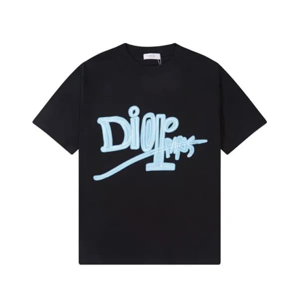 디올 남성 블랙 크루넥 반팔티 - Dior Mens Black Short sleeved T… - 1
