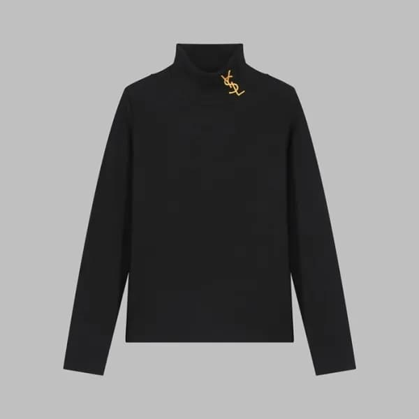 입생로랑 남성 블랙 터틀넥 긴팔티 - Saint laurent Mens Black Tshi… - 1