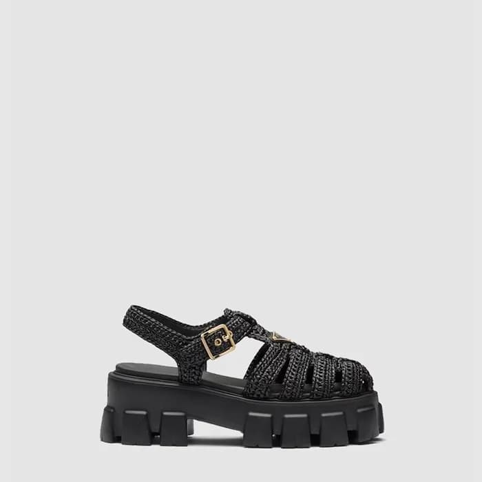프라다 여성 모놀리스 크로셰 케이지 샌들 - Prada Womens Monolis Croc… - 1