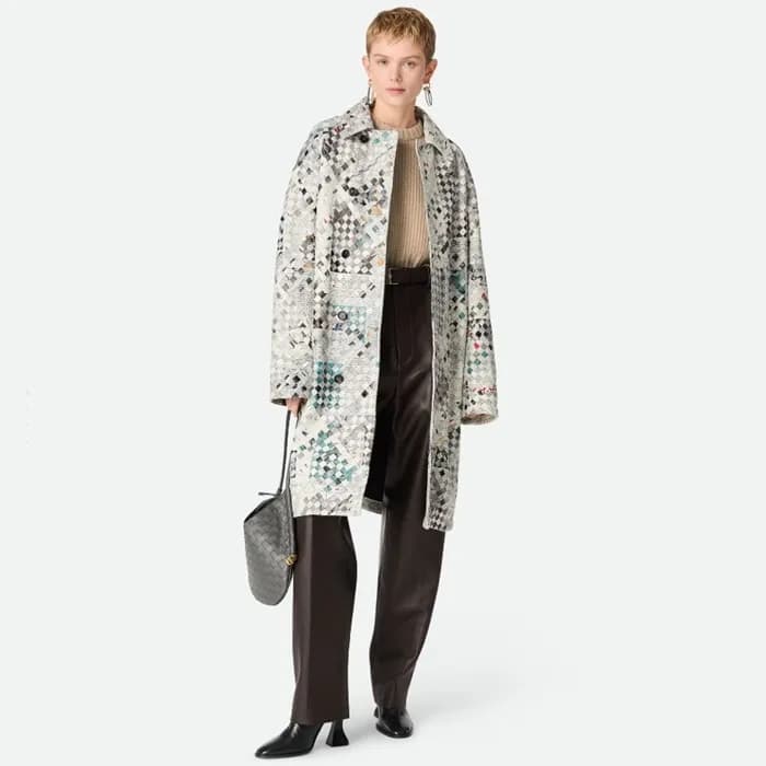 보테가베네타 여성 프린트 인트레치아토 가죽 코트 - Bottega veneta Womens… - 1