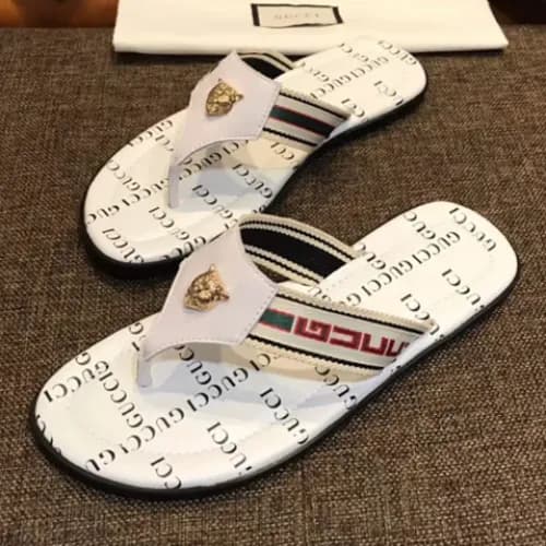Gucci 2018 Mens Flip-flap Slippers - 구찌 남성 쪼리 화이트 … - 1