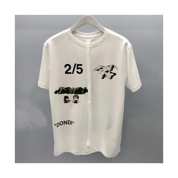 Off-white 2019 Mens Printing Logo Crew - neck Cott… - 1