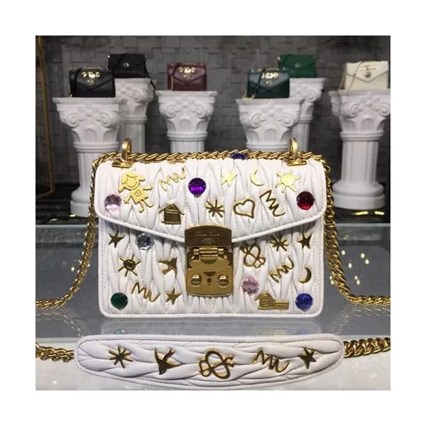 MiuMiu 2019 Matelasse Doodle Chain Shoulder Cross… - 1