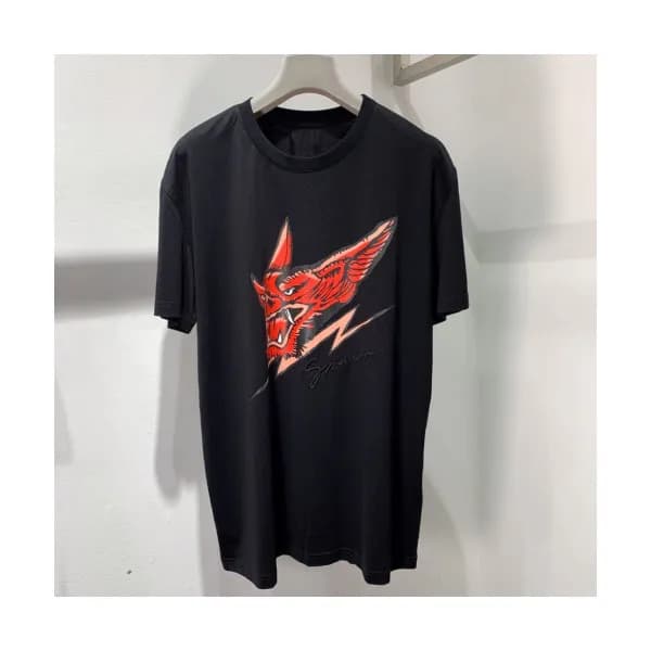 Givenchy 2019 Mens Wolf Oversize Cotton Short Slee… - 1
