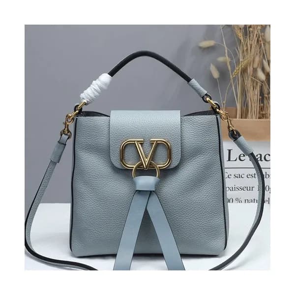 Valentino 2019 V-ring Leather Tote Shoudler Bag,22… - 1