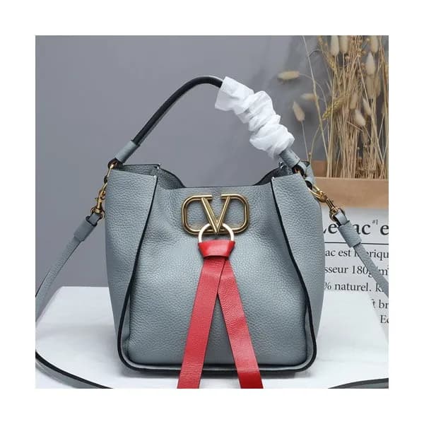 Valentino 2019 V-ring Leather Tote Shoudler Bag,22… - 1
