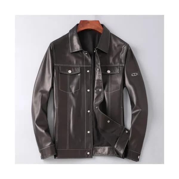 Louis vuitton 2019 Mens Logo Leather Jacket - 루이비통… - 1