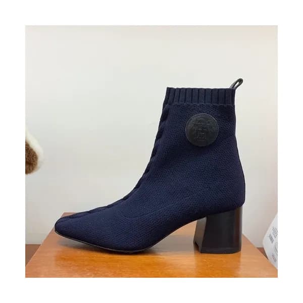 Hermes 2019 Ladies Knit Middle Heel Ankle Boots … - 1