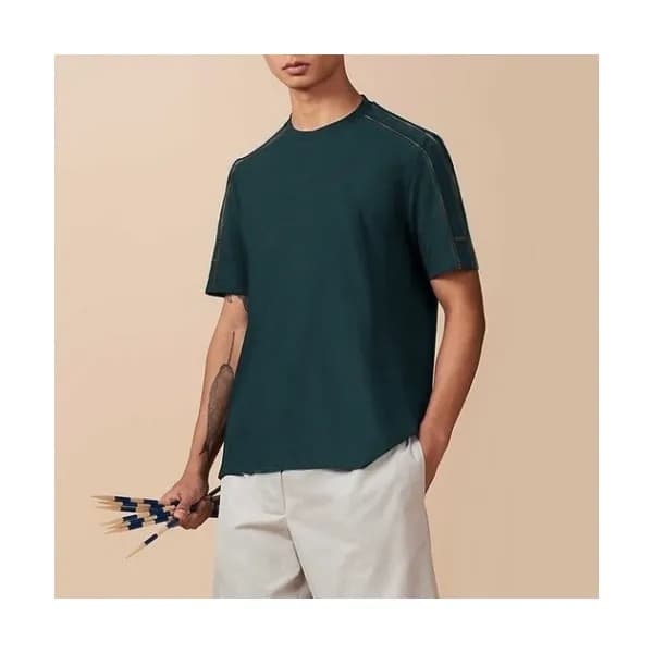 Hermes 2020 Mens Crew-neck Silket Short Sleeved Ts… - 1