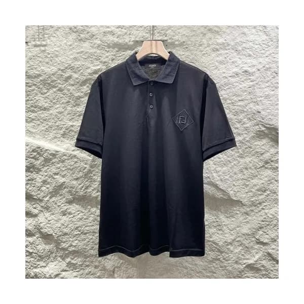 Fendi Mens Logo Casual Short Sleeved Tshirts Blac… - 1