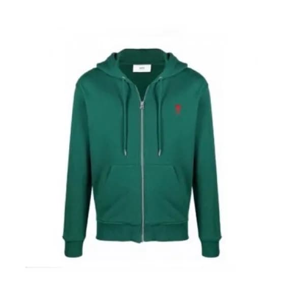 Ami Mens Logo Casual Cotton Hoodie Green - 아미 202… - 1