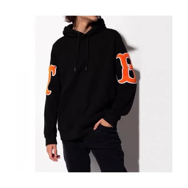 Burberry Mens Logo Casual Cotton Hoodie Black - 버버… - 1