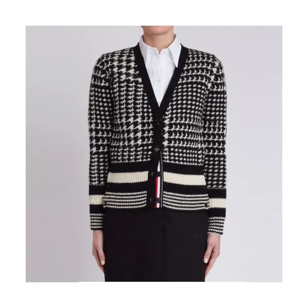 Thom Browne Mm/Wm Strap V-neck Cardigan Black - 톰… - 1