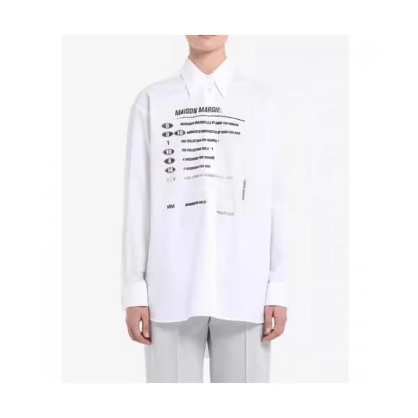Maison margiela Mens White Shirts - 메종 마르지엘라 남성 프린… - 1