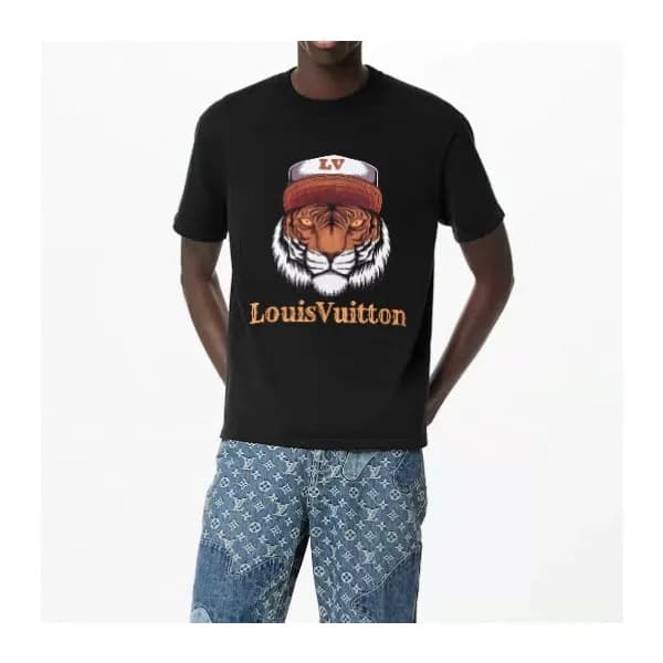 루이비통 남자 크루넥 블랙 반팔티 - Unisex Black Tshirts - lou039… - 1