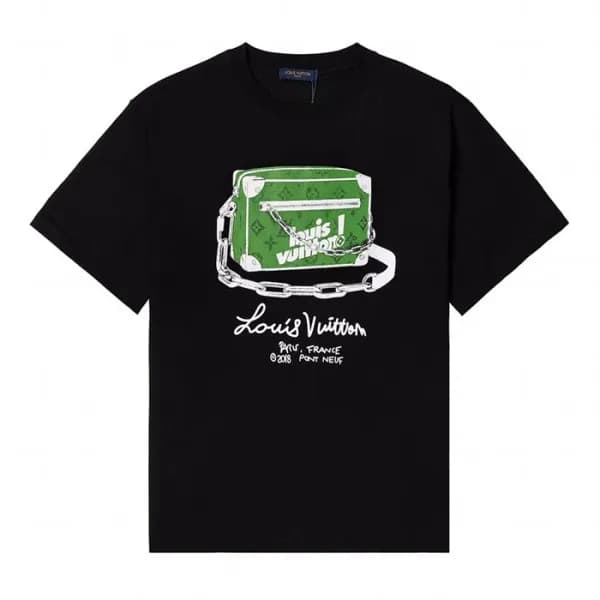 루이비통 남성 블랙 크루넥 반팔티 - Mens Black Tshirts - lou04101… - 1