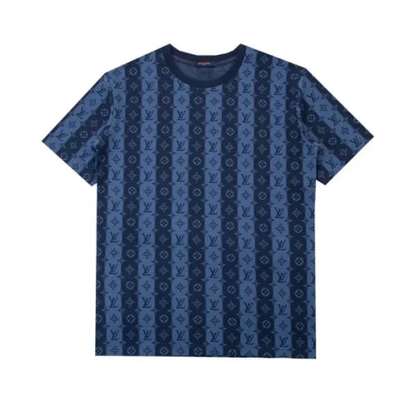 루이비통 남성 블루 크루넥 반팔티 - Mens Blue Tshirts - lou04135x - 1