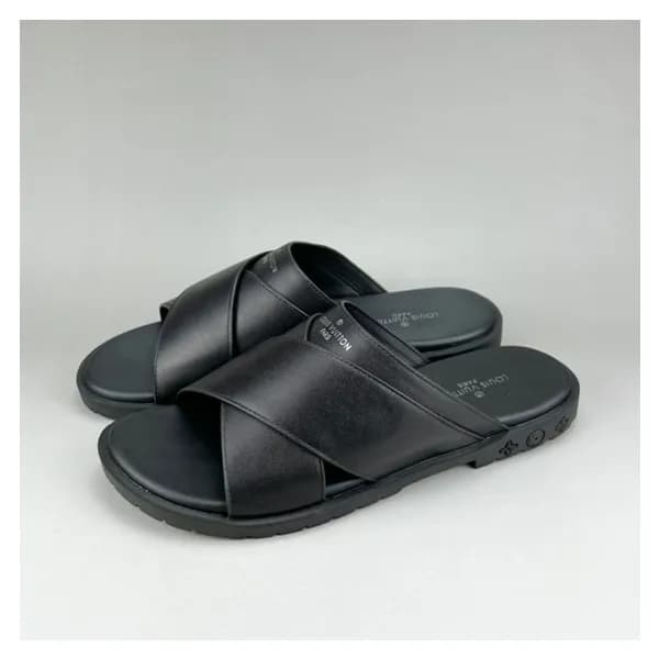 루이비통 남성 이니셜 블랙 슬리퍼 - Mens Black Slippers - lou0426… - 1