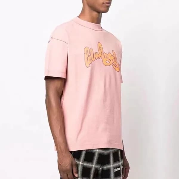 팜 엔젤스 남성 핑크 크루넥 반팔티 - Mens Pink Tshirts - pam0383x - 1