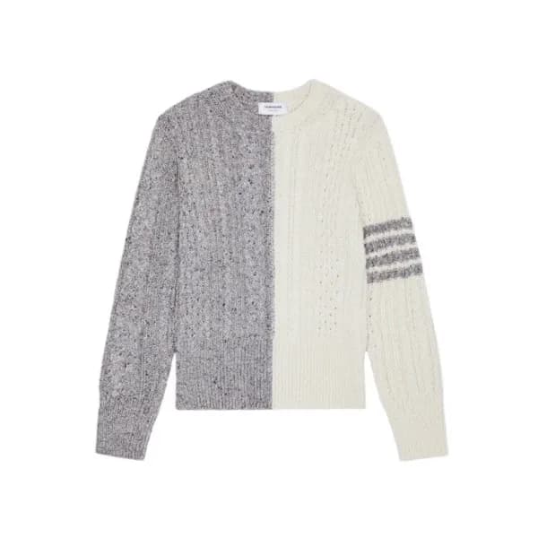 톰브라운 남성 그레이 크루넥 니트 - Thom Browne Mens Gray Knits -… - 1