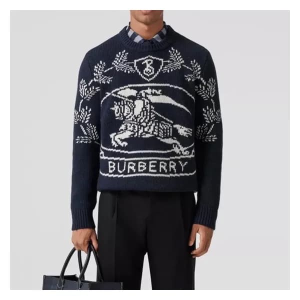 버버리 남성 크루넥 네이비 니트 - Burberry Mens Navy Knits - bu0… - 1