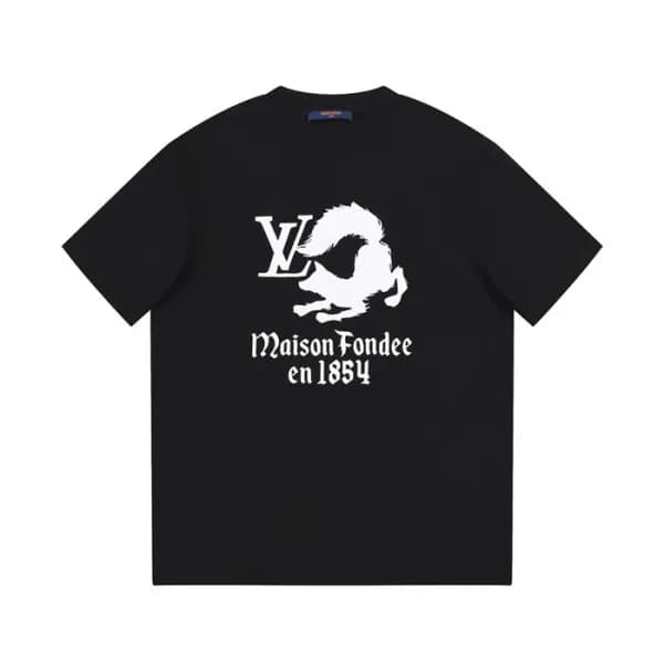 루이비통 남성 블랙 크루넥 반팔티 - Louis vuitton Mens Black Shor… - 1