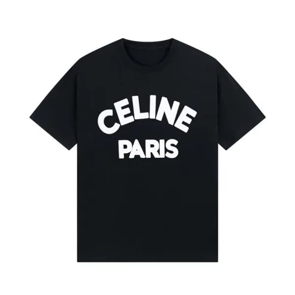 셀린느 남성 크루넥 블랙 반팔티 - Celine Mens Black Short sleeve… - 1