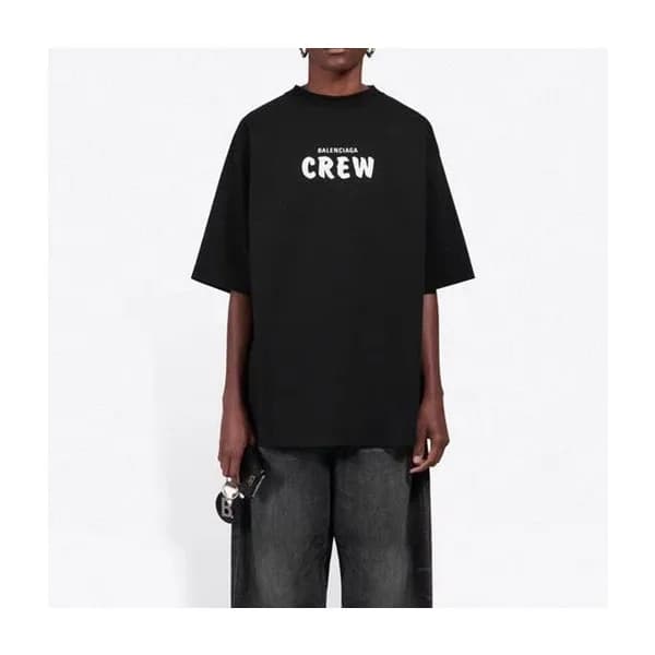발렌시아가 남성 크루넥 블랙 반팔티 - Balenciaga Mens Black Short … - 1