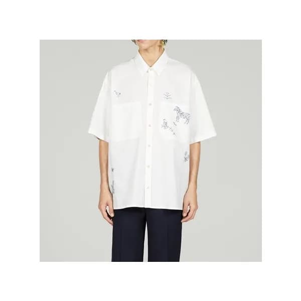 구찌 남성 트렌디 화이트 반팔 셔츠 - Gucci Mens White Short sleev… - 1