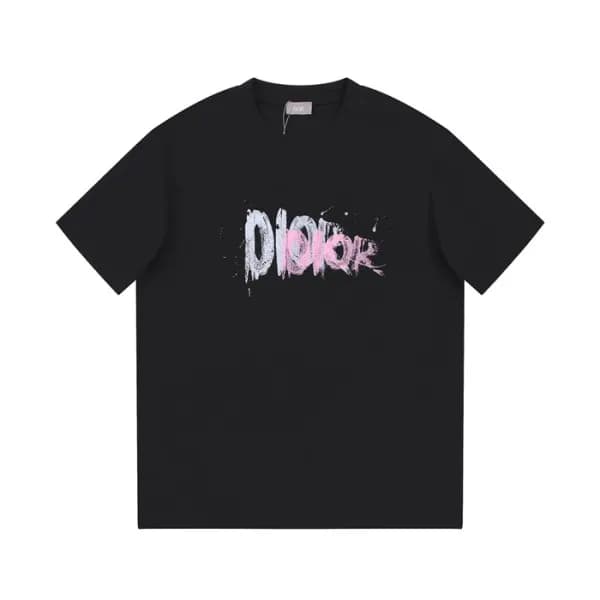 디올 남성 블랙 크루넥 반팔티 - Dior Mens Black Short sleeved T… - 1