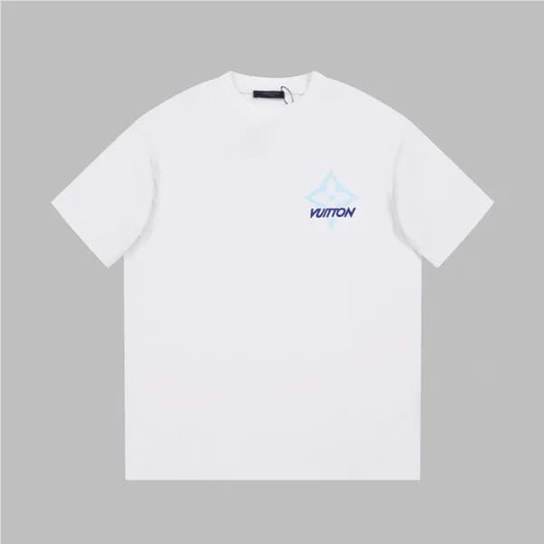 루이비통 남성 화이트 크루넥 반팔티 - Louis vuitton Mens White Sho… - 1