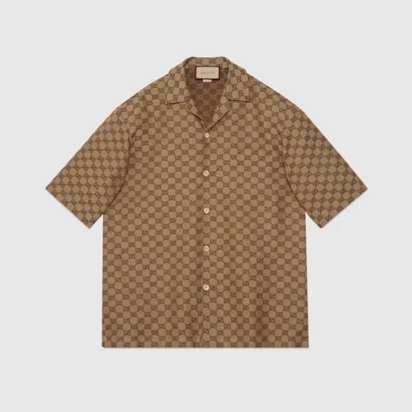 구찌 남성 트렌디 브라운 반팔 셔츠 - Gucci Mens Brown Short sleev… - 1