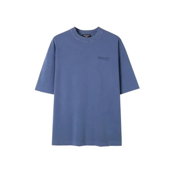 발렌시아가 남성 블루 크루넥 반팔티 - Balenciaga Mens Blue Short s… - 1